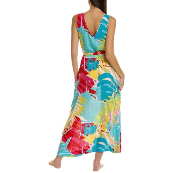 N Natori Bora Bora Tank Dress Aqua Blue Tropical Floral Medium NWT - Picture 15 of 15